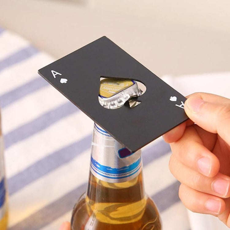 2 cái mở nắp chai bia bằng thép không gỉ, bộ bài chơi poker, mở nắp chai soda hình lá bài bích