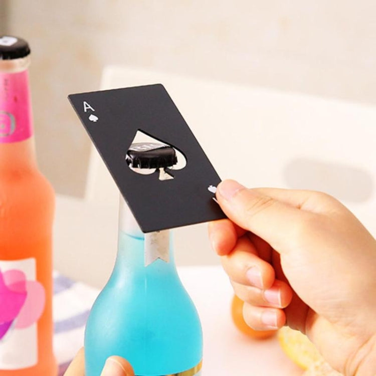 2 cái mở nắp chai bia bằng thép không gỉ, bộ bài chơi poker, mở nắp chai soda hình lá bài bích