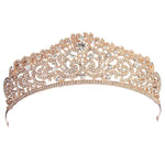 Phụ Kiện Cô Dâu Nữ Trang Đám Cưới Vương Miện Tiaras Màu Vàng Đầy Đủ Pha Lê Rhinestones Băng Đô Tiaras Vương Miện