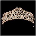 Phụ Kiện Cô Dâu Nữ Trang Đám Cưới Vương Miện Tiaras Màu Vàng Đầy Đủ Pha Lê Rhinestones Băng Đô Tiaras Vương Miện