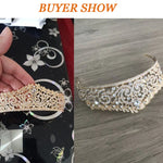 Phụ Kiện Cô Dâu Nữ Trang Đám Cưới Vương Miện Tiaras Màu Vàng Đầy Đủ Pha Lê Rhinestones Băng Đô Tiaras Vương Miện
