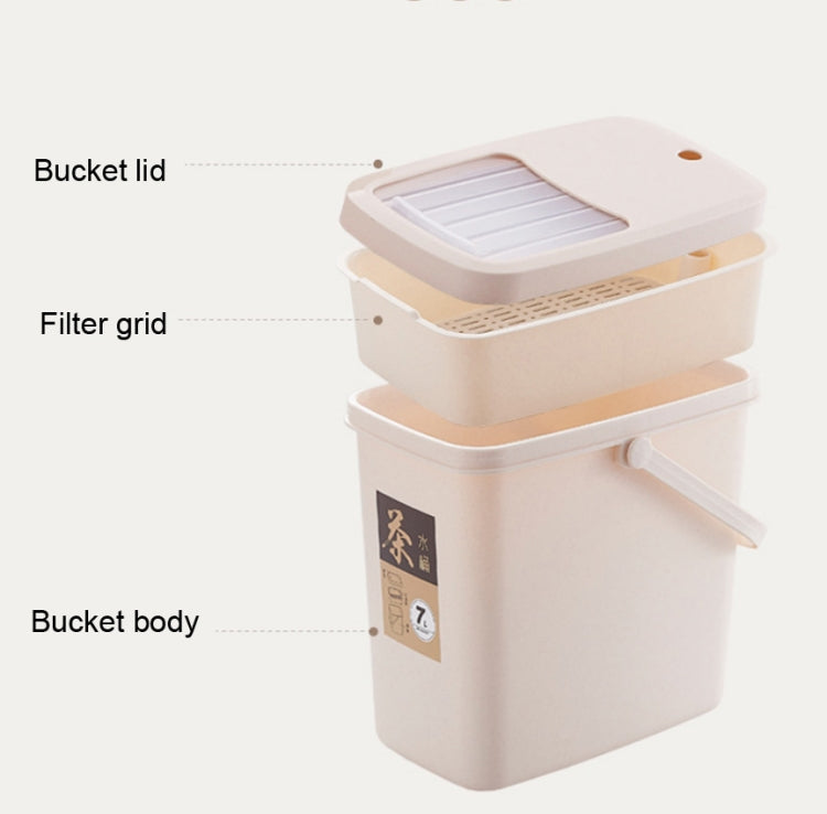Xô đựng bã trà nhựa văn phòng xô rác trà nắp đẩy thùng rác di động, 7L, 10L