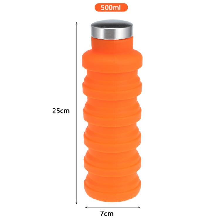 Bình nước silicon di động có thể thu gọn, gập lại, bình cà phê, bình uống nước thể thao du lịch ngoài trời, dung tích: 500ml, màu xám, cam, xanh dương, tím