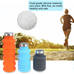 Bình nước silicon di động có thể thu gọn, gập lại, bình cà phê, bình uống nước thể thao du lịch ngoài trời, dung tích: 500ml, màu xám, cam, xanh dương, tím