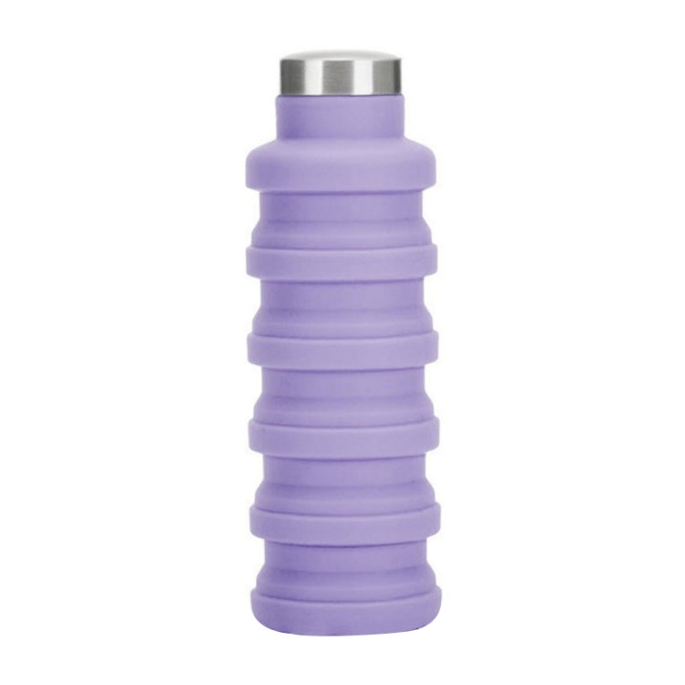 Bình nước silicon di động có thể thu gọn, gập lại, bình cà phê, bình uống nước thể thao du lịch ngoài trời, dung tích: 500ml, màu xám, cam, xanh dương, tím