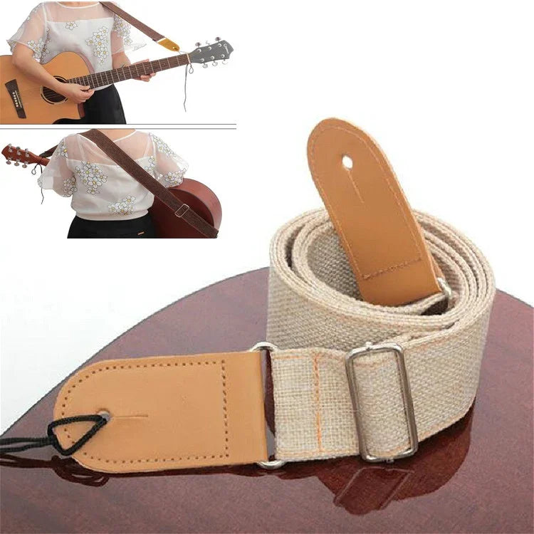 Dây đeo guitar vải cotton linen, dây đeo chéo vai, phụ kiện nhạc cụ