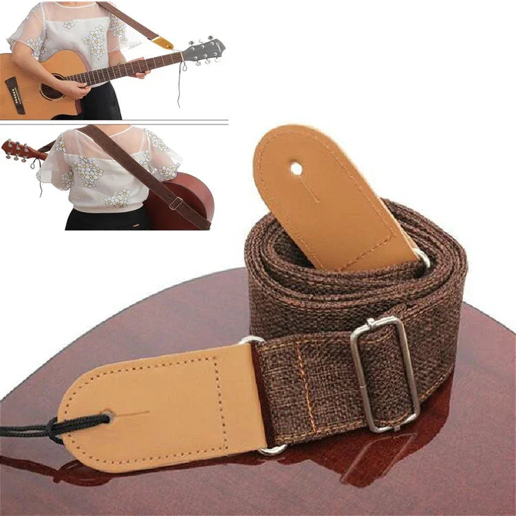 Dây đeo guitar vải cotton linen, dây đeo chéo vai, phụ kiện nhạc cụ