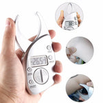 Thước đo mỡ điện tử kỹ thuật số 0-50MM, thước đo vòng eo, màu bạc