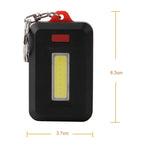 2 chiếc đèn pin mini COB LED 3W móc khóa đèn khẩn cấp cắm trại ba chế độ, đỏ, xanh lá