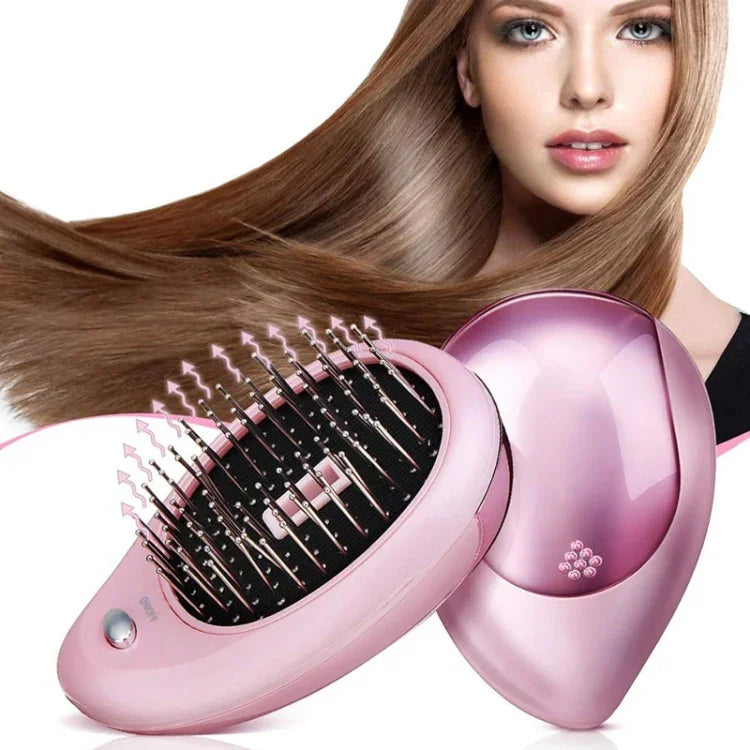 Bàn chải tóc ion điện tử cầm tay duỗi tóc bàn chải ion âm lược chống tĩnh điện massage mini lược duỗi tóc màu hồng, xanh lá