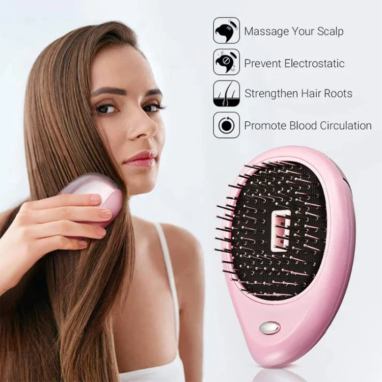 Bàn chải tóc ion điện tử cầm tay duỗi tóc bàn chải ion âm lược chống tĩnh điện massage mini lược duỗi tóc màu hồng, xanh lá