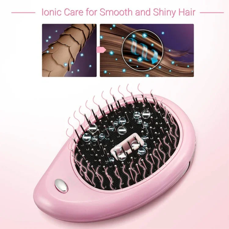 Bàn chải tóc ion điện tử cầm tay duỗi tóc bàn chải ion âm lược chống tĩnh điện massage mini lược duỗi tóc màu hồng, xanh lá