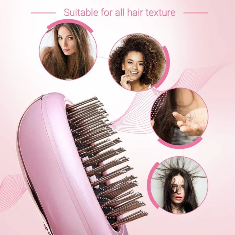 Bàn chải tóc ion điện tử cầm tay duỗi tóc bàn chải ion âm lược chống tĩnh điện massage mini lược duỗi tóc màu hồng, xanh lá