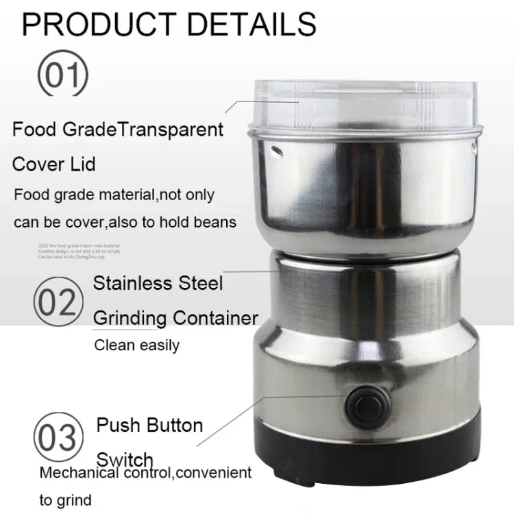 Máy xay cà phê đa năng cắm điện EU, xay thảo mộc/ gia vị/ hạt/ ngũ cốc/ hạt cà phê, máy xay cà phê, cắm điện EU