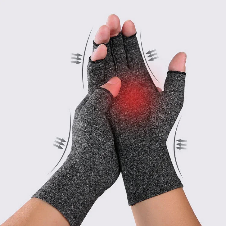 Một đôi găng tay thể thao thoáng khí chăm sóc sức khỏe nửa ngón, găng tay phục hồi tập luyện chống viêm khớp áp lực, màu xám S, sợi đen S, xám gai dầu phân phối S, xám M, sợi đen M, xám gai dầu phân phối M, xám L, sợi đen L, xám gai dầu phân phối L