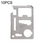 100 cái thẻ dụng cụ rỗng đa chức năng ngoài trời 11 trong 1 bằng thép không gỉ, kèm hộp da, kích thước: 6.9 x 4.5cm, 10 cái