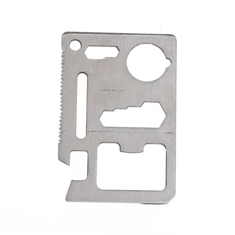 100 cái thẻ dụng cụ rỗng đa chức năng ngoài trời 11 trong 1 bằng thép không gỉ, kèm hộp da, kích thước: 6.9 x 4.5cm, 10 cái