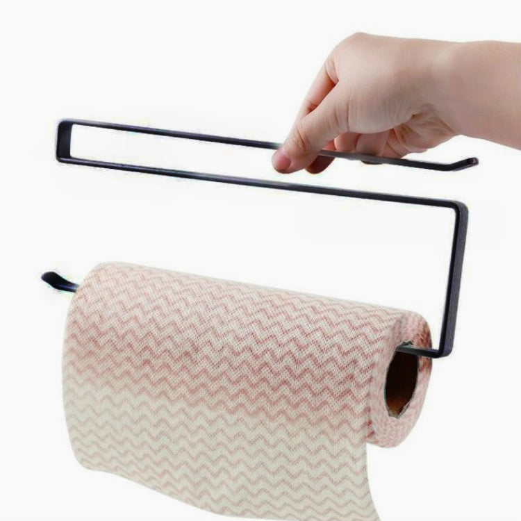 Giá treo giấy lau cửa tủ, giá phân tầng, giá đựng giấy bọc thực phẩm nhà bếp, màu đen