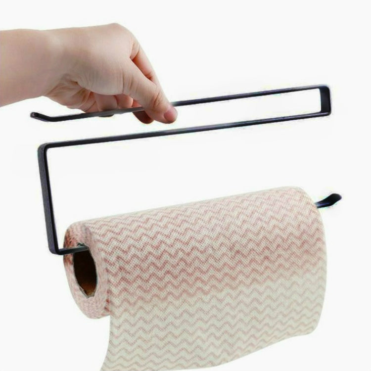 Giá treo giấy lau cửa tủ, giá phân tầng, giá đựng giấy bọc thực phẩm nhà bếp, màu đen