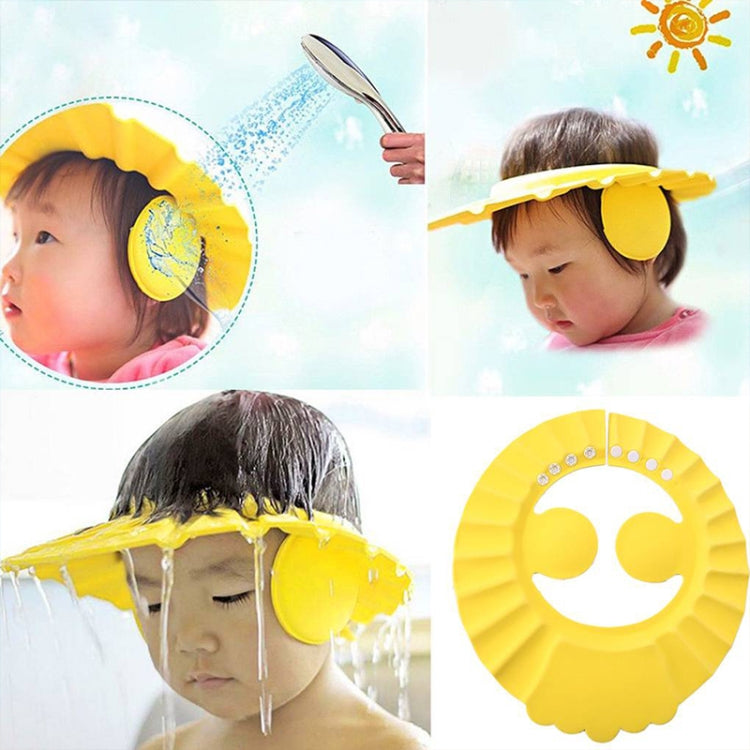 Bộ 3 mũ tắm an toàn cho bé, mũ tắm cho trẻ em có vành, mũ tắm điều chỉnh được, bảo vệ mắt và tóc khi tắm, mũ chống nước, màu vàng + tai, xanh + tai, vàng + sóng, xanh + sóng, vàng + tròn, xanh + tròn, hồng + sóng, hồng + tai, hồng + tròn