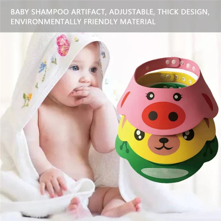 Bộ 2 mũ tắm cho bé, mũ tắm cho trẻ em, mũ tắm có vành, mũ tắm bảo vệ tóc khi gội, mũ tắm cho bé, hình heo hồng, chó vàng, ếch xanh