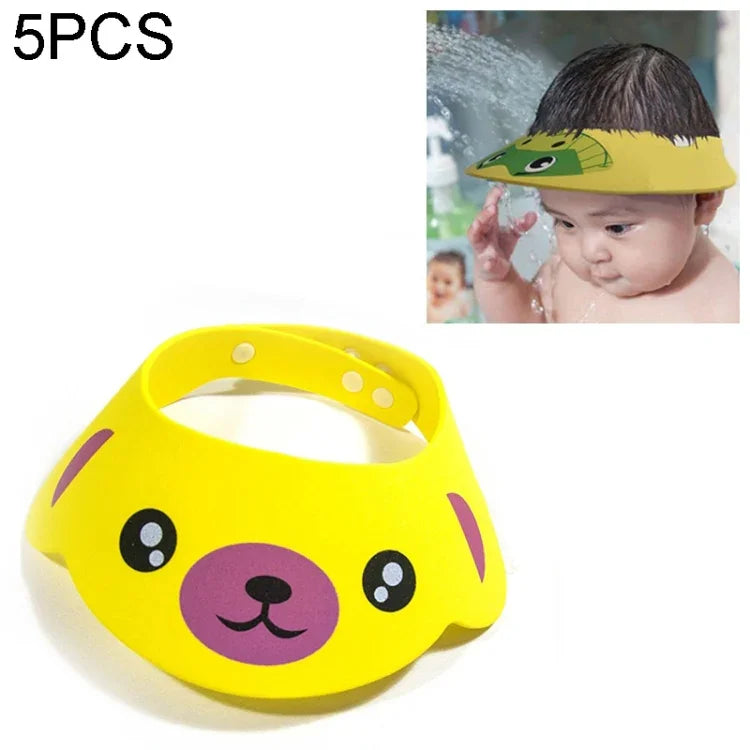 Bộ 2 mũ tắm cho bé, mũ tắm cho trẻ em, mũ tắm có vành, mũ tắm bảo vệ tóc khi gội, mũ tắm cho bé, hình heo hồng, chó vàng, ếch xanh