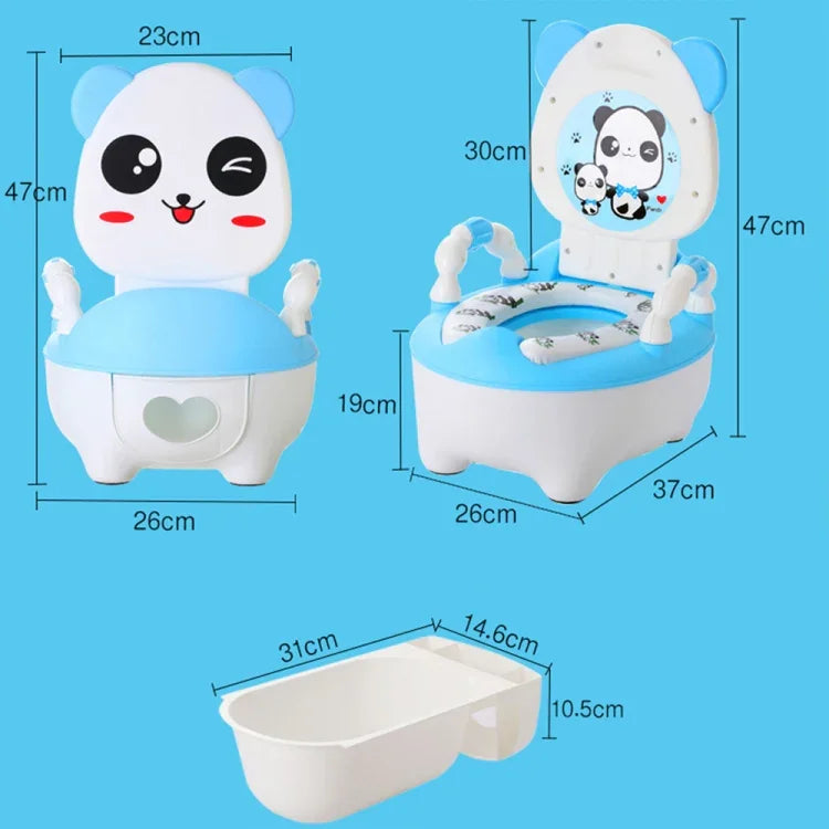 Bồn cầu tập ngồi cho bé, bồn tiểu di động, tựa lưng thoải mái, hoạt hình dễ thương