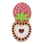 Hộp bảo quản răng sữa hình dâu tây, nhãn dán tiếng Trung, nhãn dán tiếng Anh