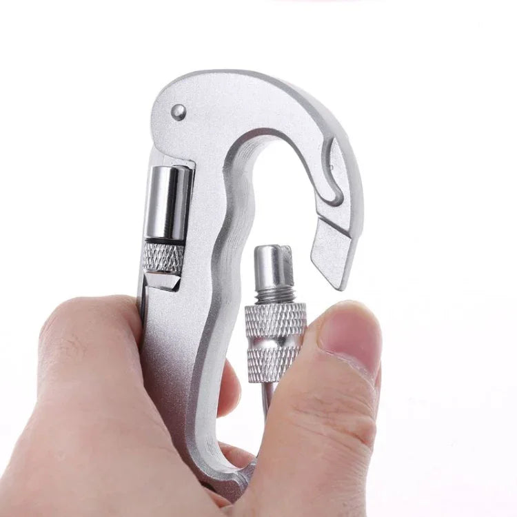 Cưa gấp tự vệ an ninh đa chức năng, móc khóa carabiner, thiết bị sinh tồn hoang dã, loại D + LED