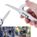 Cưa gấp tự vệ an ninh đa chức năng, móc khóa carabiner, thiết bị sinh tồn hoang dã, loại D + LED