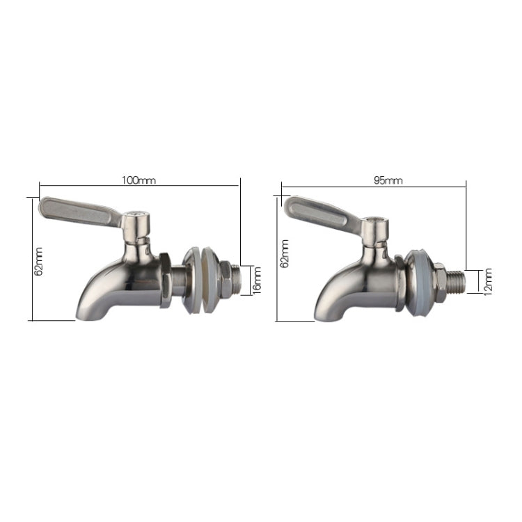 Bình đựng nước uống, vòi rượu thùng, vòi inox cho cà phê nước ép, kích thước 12mm, 16mm