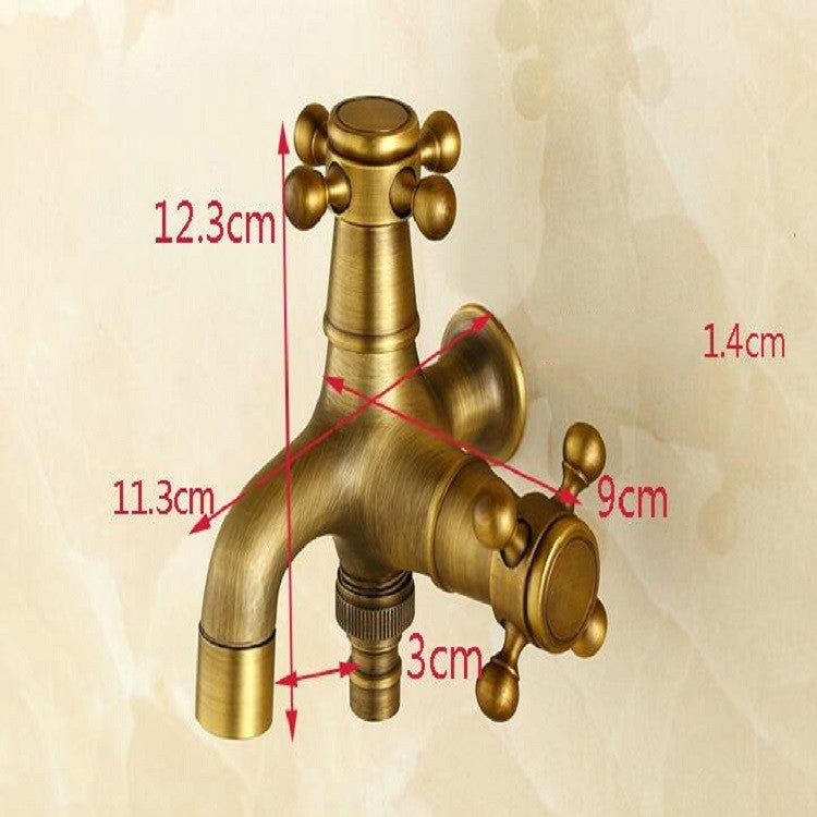 Vòi Máy Giặt Đồng Cổ Điển Một Điểm Hai Cặp Vòi Lạnh Đơn 4 Điểm, Vòi Giặt Cổ Điển