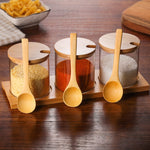 Bộ lọ gia vị trong suốt borosilicate sáng tạo, thìa, lọ thủy tinh đơn, bộ một cái