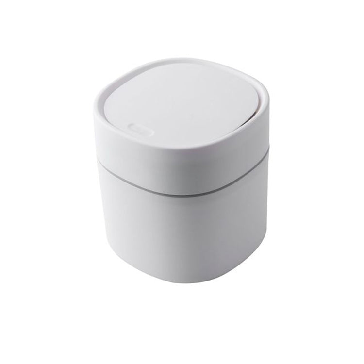 Thùng rác mini để bàn có nắp đậy, hộp chứa rác dọn dẹp hình trụ, kiểu đẩy, miệng lật