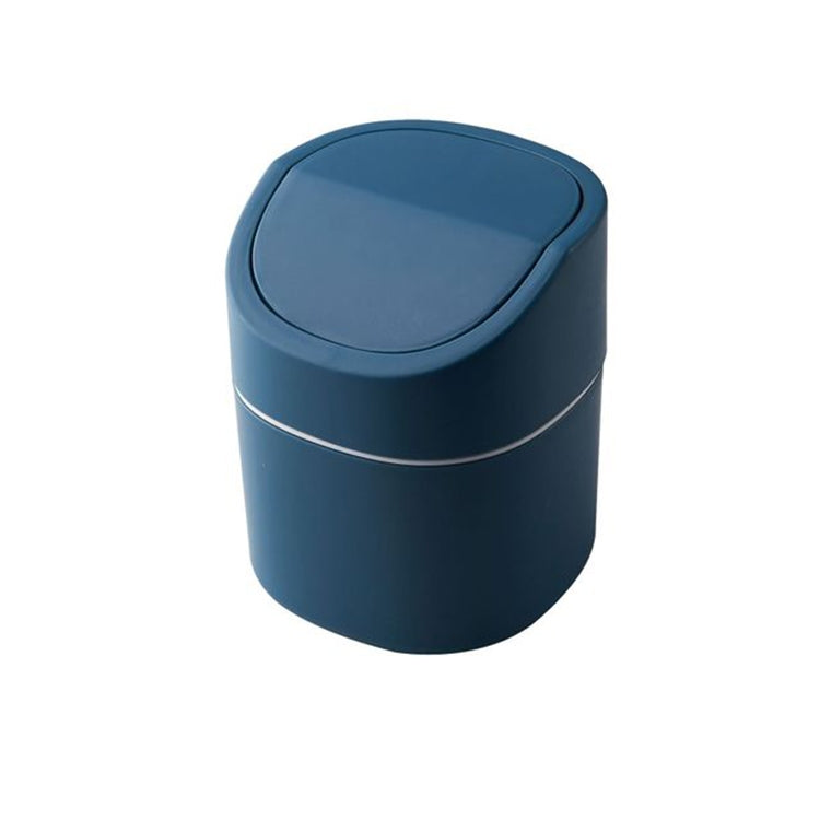 Thùng rác mini để bàn có nắp đậy, hộp chứa rác dọn dẹp hình trụ, kiểu đẩy, miệng lật