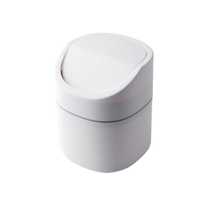 Thùng rác mini để bàn có nắp đậy, hộp chứa rác dọn dẹp hình trụ, kiểu đẩy, miệng lật