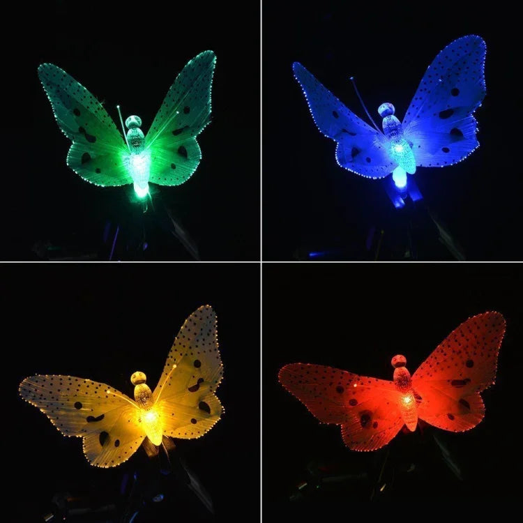 Dây đèn sợi quang bướm năng lượng mặt trời chống nước đèn lễ hội Giáng Sinh ngoài trời vườn, 4m 12 đèn LED, 5m 20 đèn LED