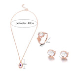 Bộ trang sức nữ gồm dây chuyền, bông tai, nhẫn đá Opal pha lê
