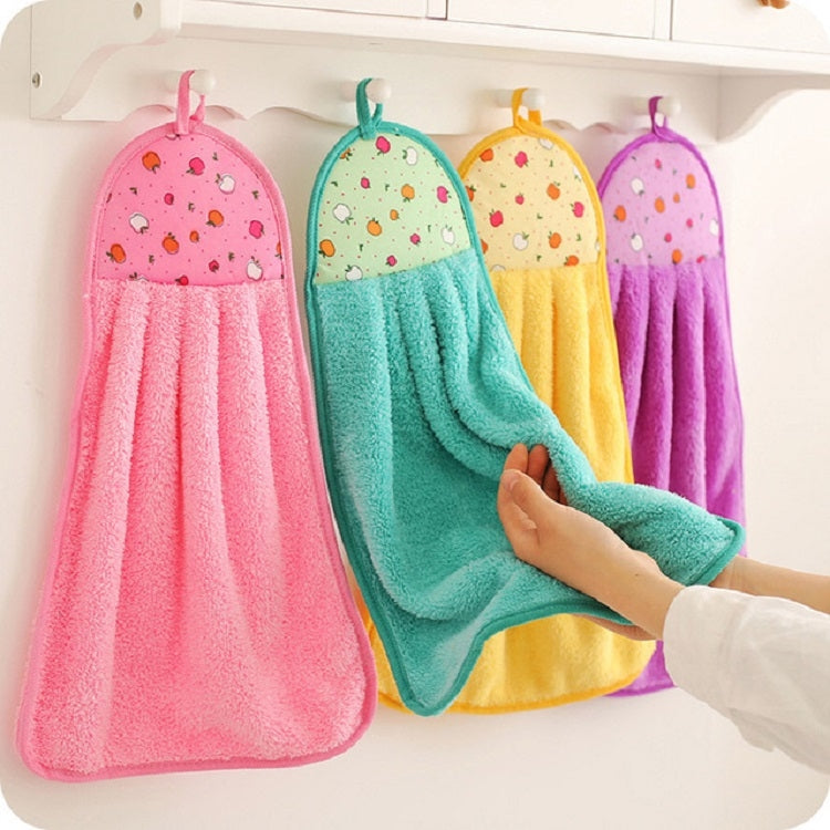 Bộ 5 Khăn Treo Nhà Tắm Nhà Bếp Họa Tiết Trái Cây Bông San Hô Thấm Nước Giao Màu Ngẫu Nhiên, Khăn Họa Tiết Trái Cây