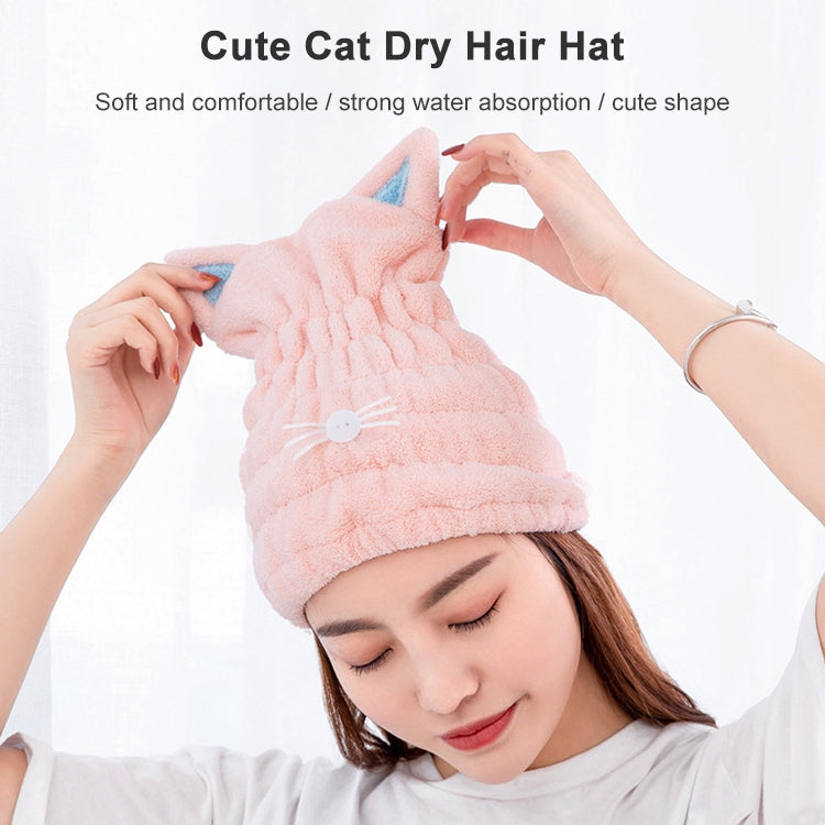 Mũ tắm lông san hô mềm thấm hút tai mèo dày cho người lớn