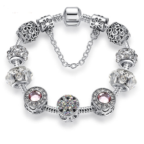 Vòng tay hợp kim đính pha lê opal đơn giản thời trang nữ, 17cm, 18cm, 19cm, 20cm