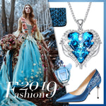 Women Fashion Angel Wings Crystals Heart Necklaces