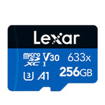 Thẻ nhớ điện thoại di động Lexar 633x 256GB tốc độ cao dành riêng cho ghi hình xe TF, thẻ nhớ flash mở rộng chuyển đổi, 256GB