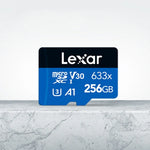 Thẻ nhớ điện thoại di động Lexar 633x 256GB tốc độ cao dành riêng cho ghi hình xe TF, thẻ nhớ flash mở rộng chuyển đổi, 256GB