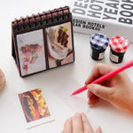 Album ảnh mini để bàn kiểu lịch, kẹp tên thương hiệu, 3 inch, 68 ảnh