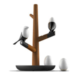 Đèn bàn LED cảm biến chuyển động thông minh Lucky Bird đế gỗ cho phòng khách phòng ngủ, 2 chim 1 trứng, 2 chim 2 trứng