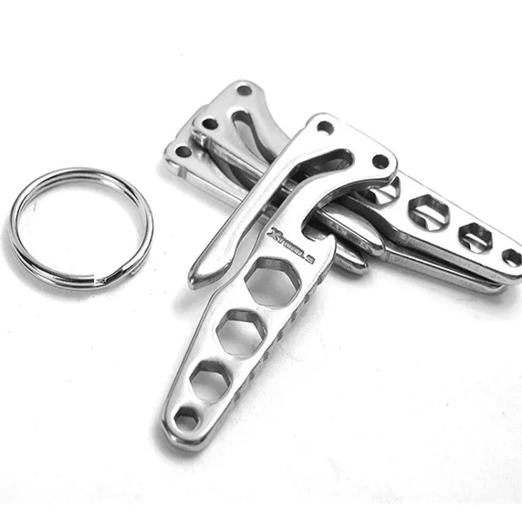 Móc chìa khóa bằng thép không gỉ carbon, mở nắp chai, dụng cụ EDC thể thao ngoài trời cắm trại