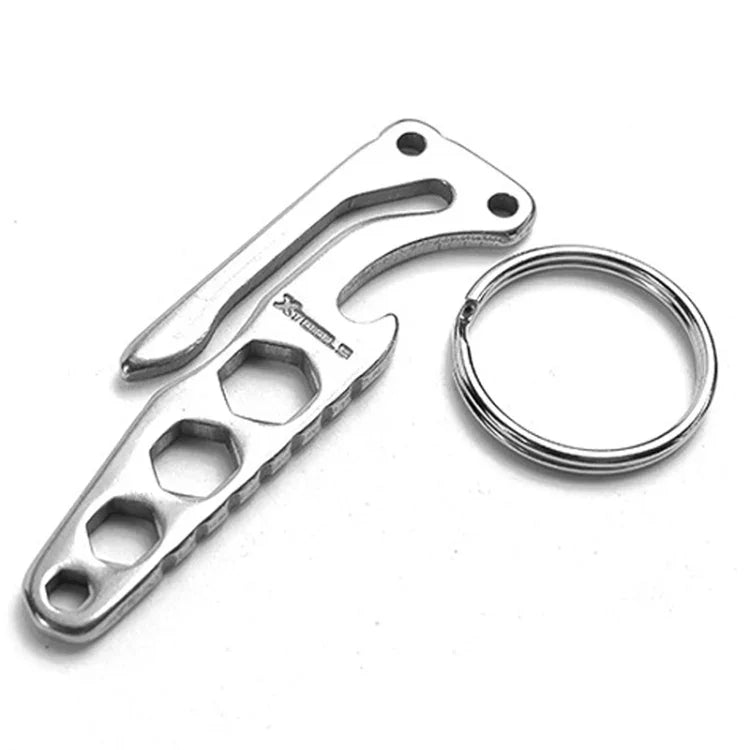 Móc chìa khóa bằng thép không gỉ carbon, mở nắp chai, dụng cụ EDC thể thao ngoài trời cắm trại