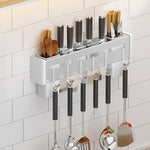 Giá treo tường nhà bếp không cần khoan, giá đựng đũa, các kích thước 30cm, 40cm, 50cm, 60cm, màu đen và màu chải