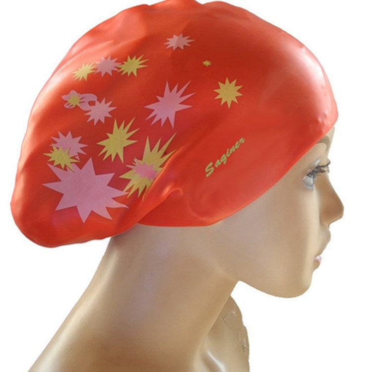 Mũ bơi silicone in họa tiết chống nước cho tóc dài, Mũ bơi in họa tiết tóc dài (Hồng), Mũ bơi tóc dài, Mũ bơi in họa tiết tóc dài (Tím), Mũ bơi in họa tiết tóc dài (Xám), Mũ bơi in họa tiết tóc dài (Xanh hải quân)